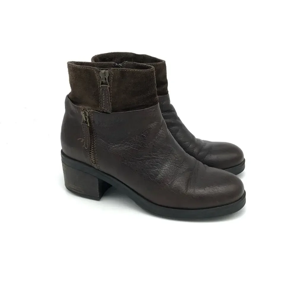 MANAS Heeled Ankle Boot Leather Suede Combo Brown 40